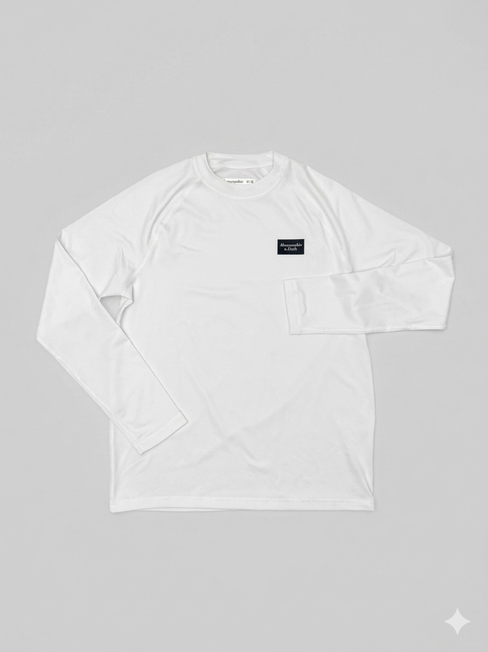 Abercrombie Kids Long-Sleeve Crew Neck Rashguard, White, Size 11/12